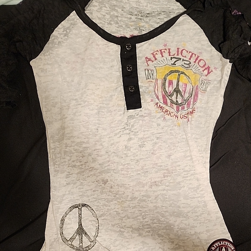 Affliction Black and White Short Sleeve Tee